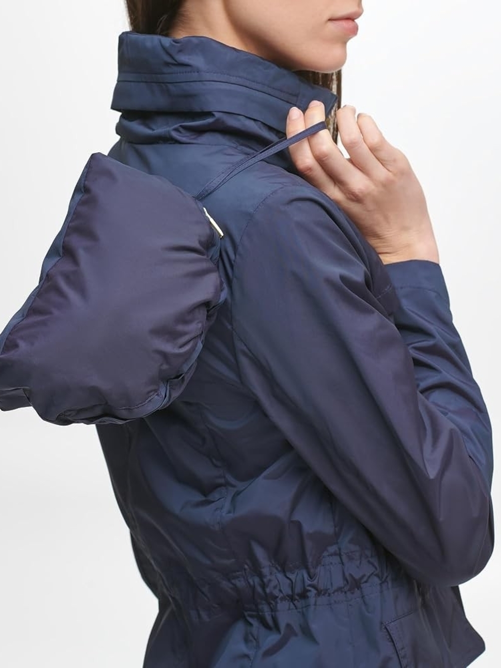 Cole Haan Navy Packable Raincoat Jacket - Women's